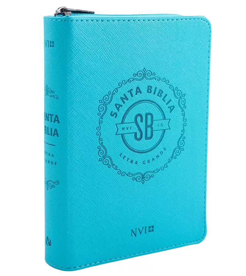 Santa Biblia NVI Letra Grande, Compacta Sin Cierre – Cuero Ecologico Turquesa