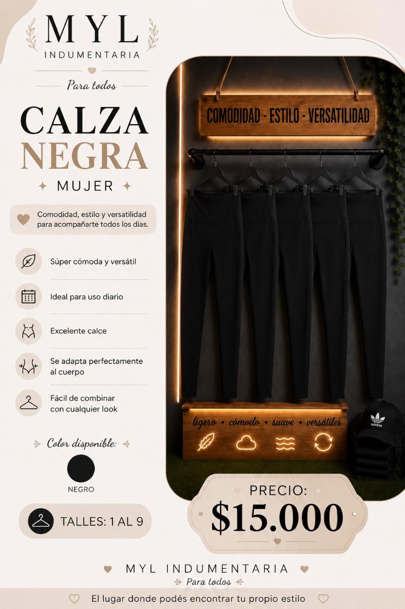 Calza negra para mujer