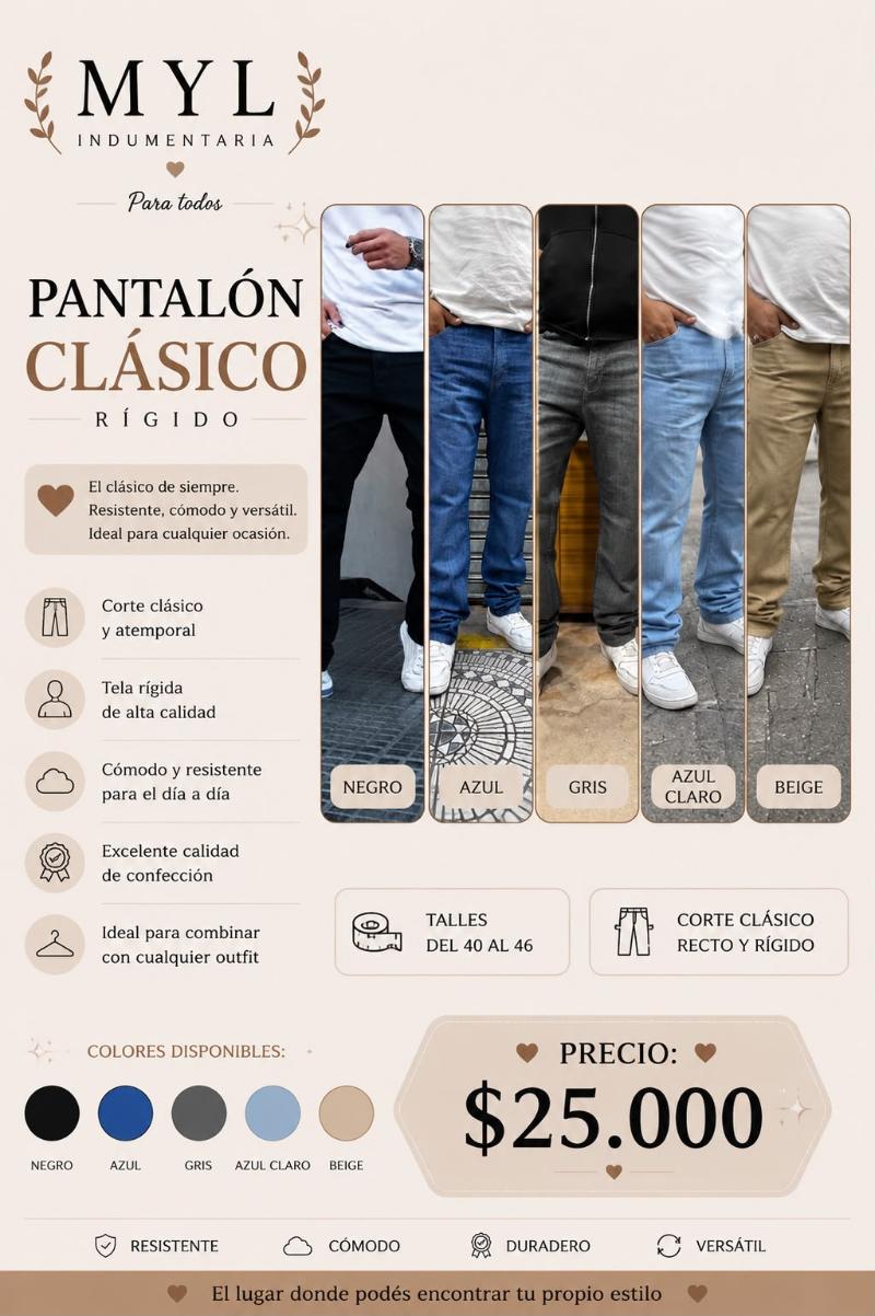 Pantalón clásico rígido