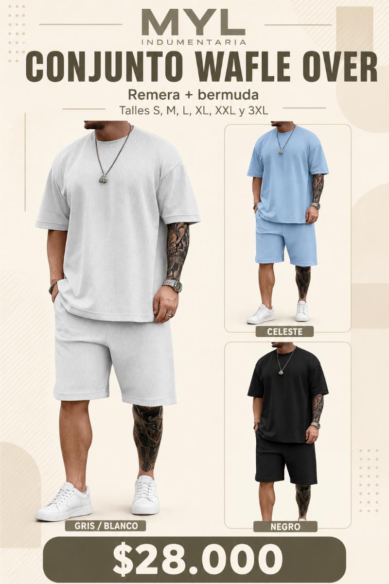 Conjunto Waffle Oversize (remera + bermuda)
