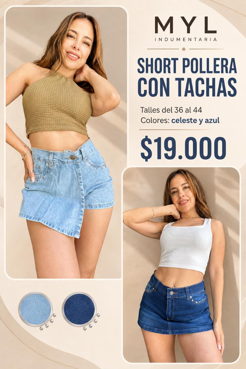 Short pollera con tachas