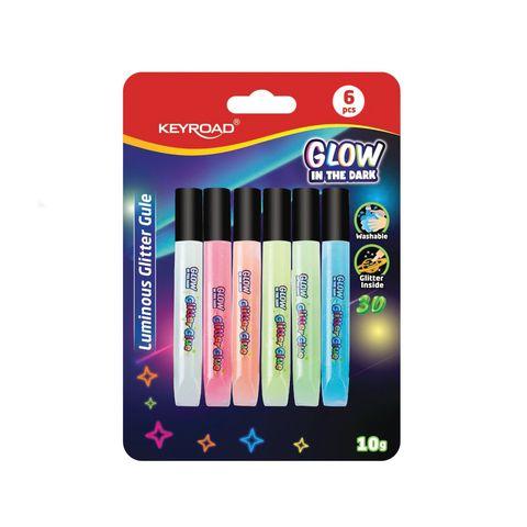 ADHESIVO CON GLITTER BRILLA EN LA OSCURIDAD 10GRS BLISTER X6 UNIDADES KEYROAD - KR973291