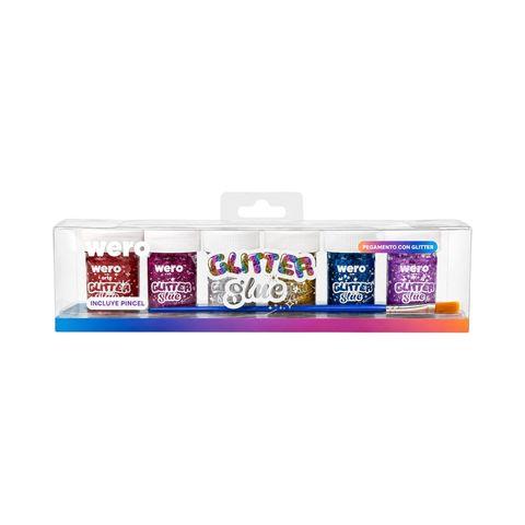ADHESIVO VINILICO CON GLITTER POTE 20CC CAJA X6 WERO - WE4431